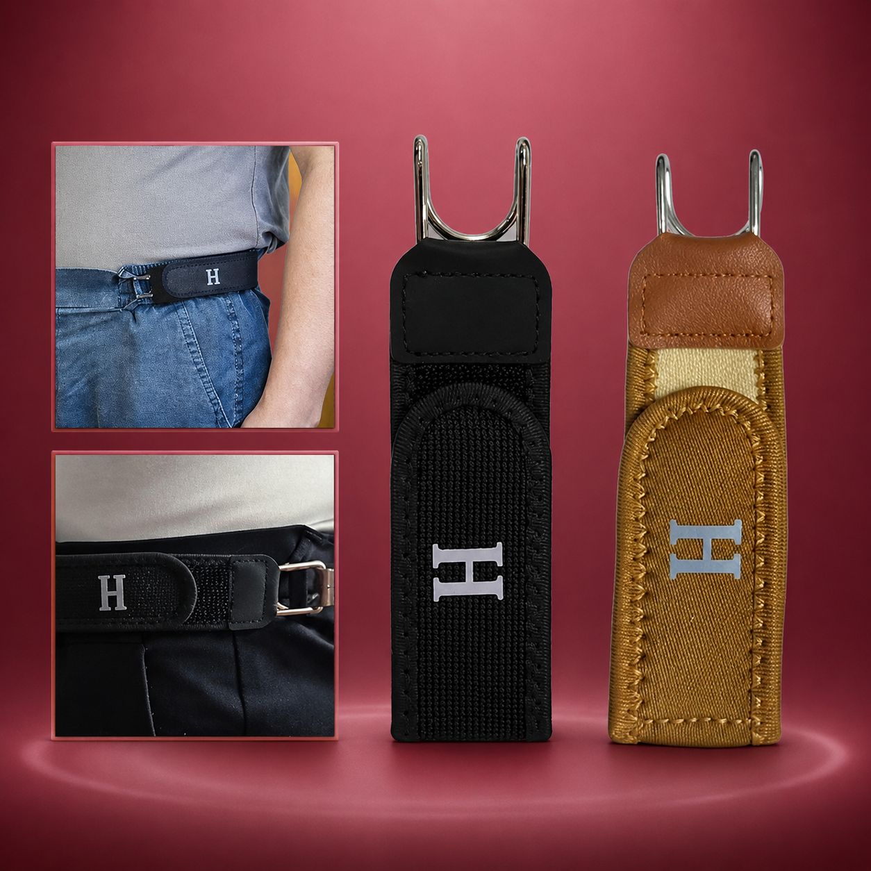 No Buckle Stretch Belt For Jeans Portable Stylish Metal Hook Buckleless Belt