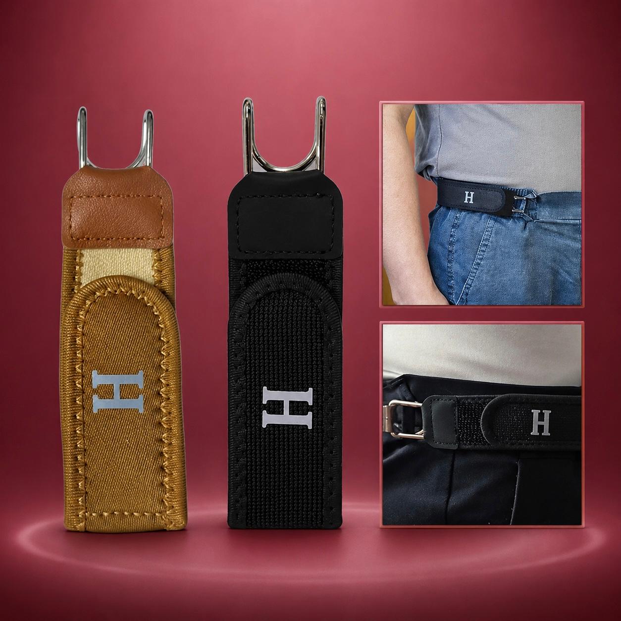 No Buckle Stretch Belt For Jeans Portable Stylish Metal Hook Buckleless Belt